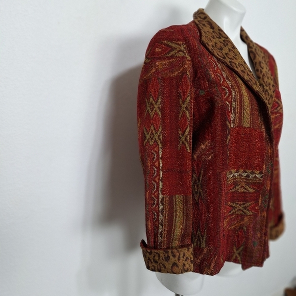 Coldwater Creek Multicolor Tapestry Animal Print Indie Sleaze Jacket Size PL - Picture 6 of 15